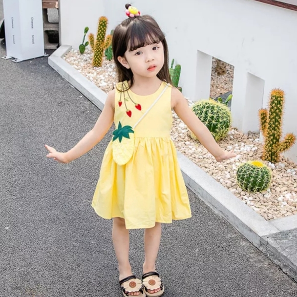 Baby Girl Strawberry Yellow Dress. New. Size 80 - Picture 2 of 6